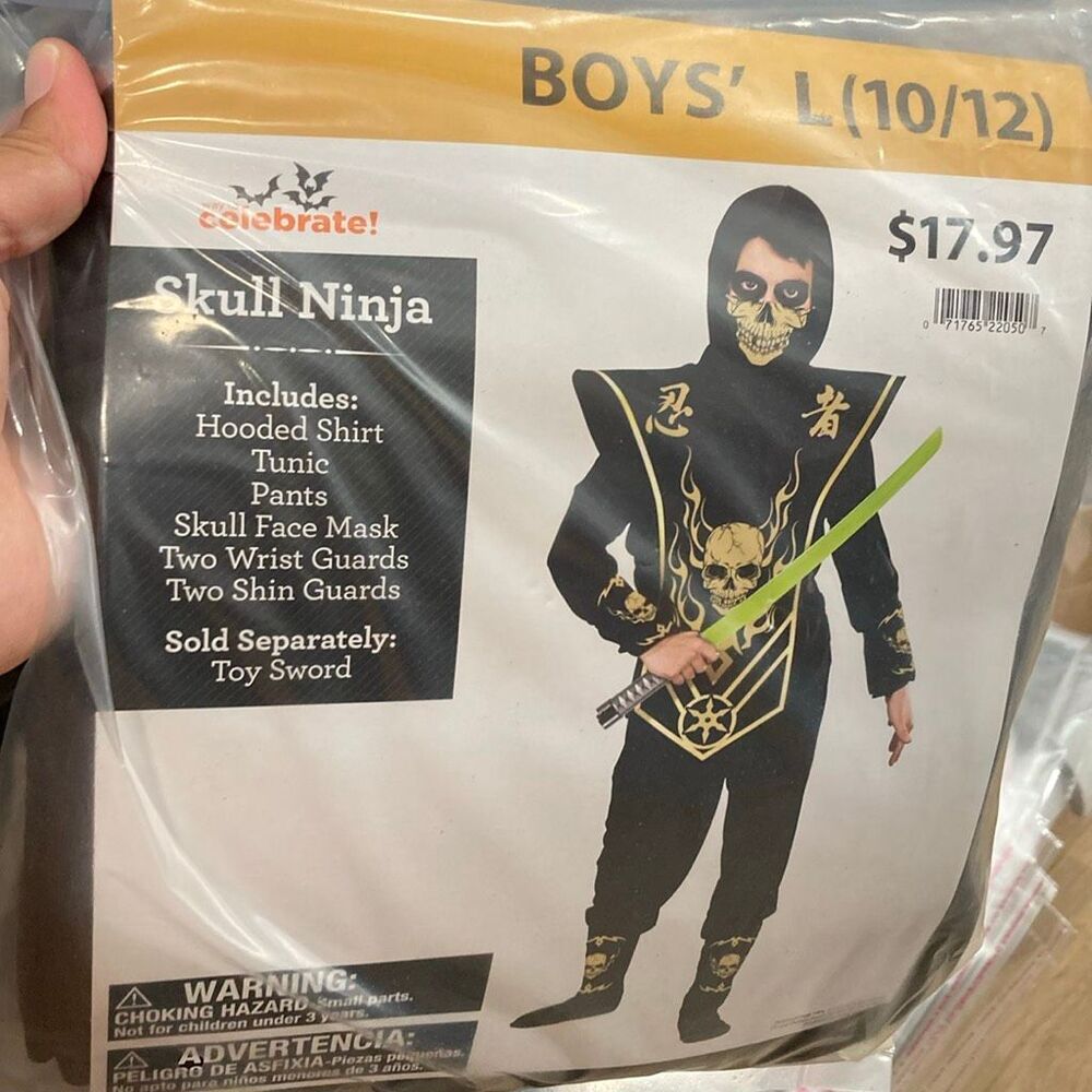 Boys Skull Ninja Costume Large 10/12 Halloween 6-Piece Set Complete
